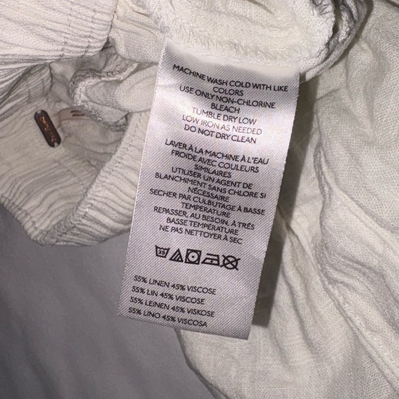 Free People Size XS White Linen Blend Boho Coquette Drawstring Shorts - Picture 6 of 7